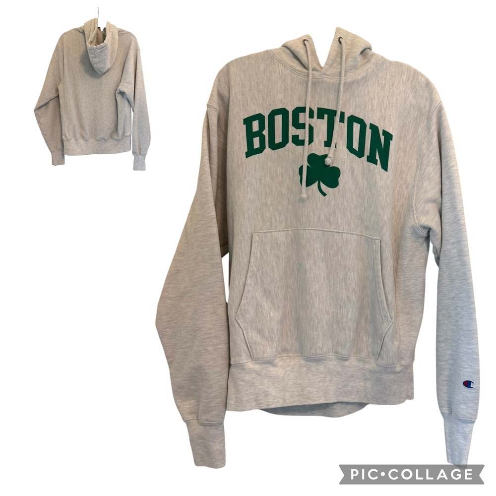 Boston Celtics Champion Reverse Weave Shamrock Hoodie Grey Medium Sweatshirt